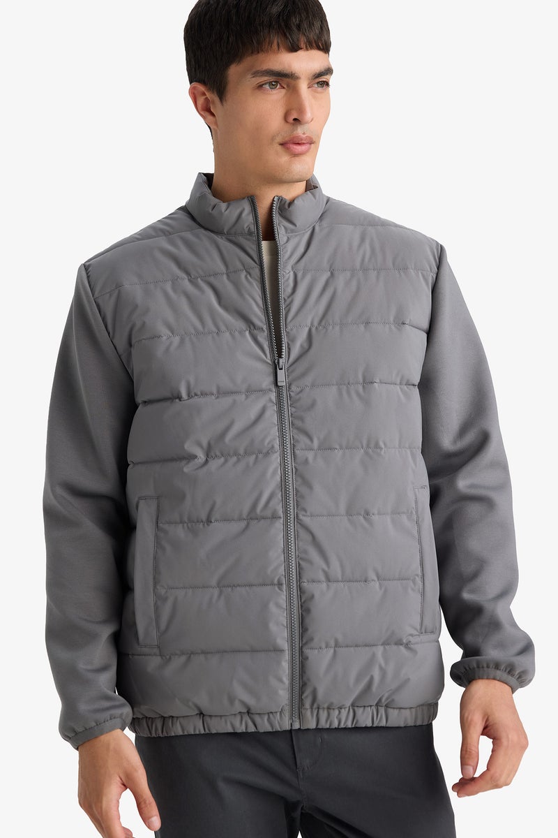 DeFacto Grey Man Slim Fit Lined Waterproof Jacket Casual - Image 3